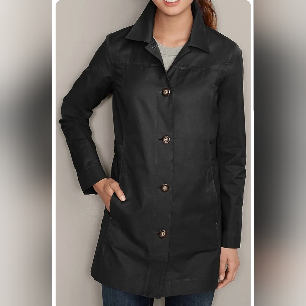 EDDIE BAUER TRENCH OUTERWEAR JACKET BUTTON UP